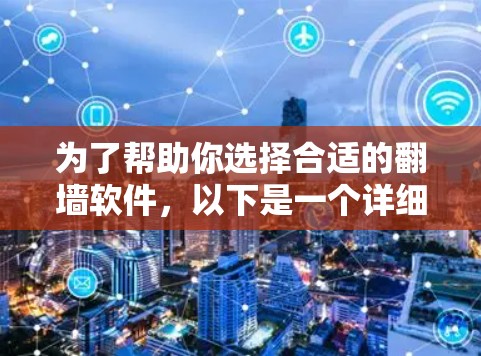 为了帮助你选择合适的翻墙软件，以下是一个详细的推荐和使用指南